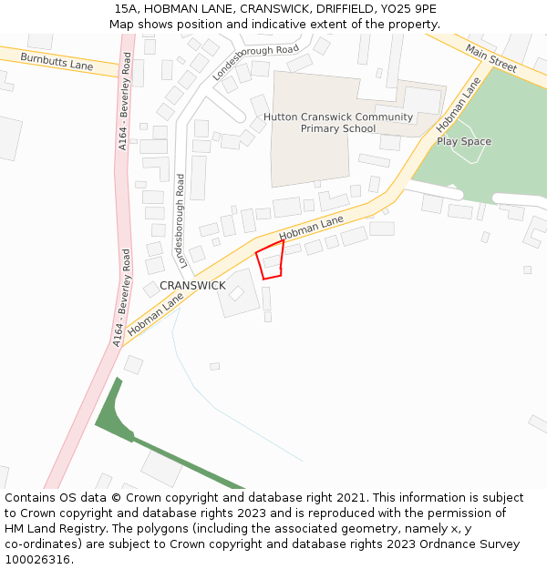 15A, HOBMAN LANE, CRANSWICK, DRIFFIELD, YO25 9PE: Location map and indicative extent of plot