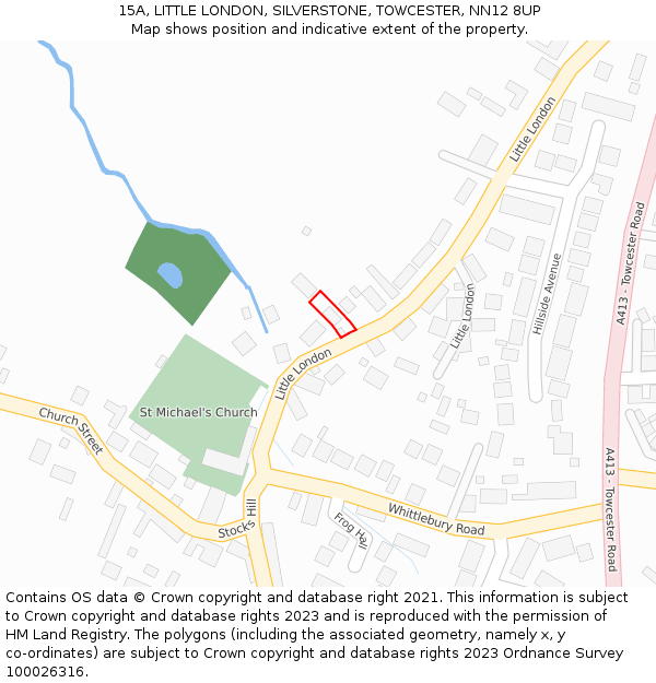 15A, LITTLE LONDON, SILVERSTONE, TOWCESTER, NN12 8UP: Location map and indicative extent of plot