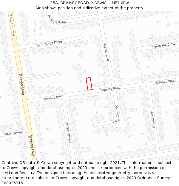 15A, SPINNEY ROAD, NORWICH, NR7 0PW: Location map and indicative extent of plot