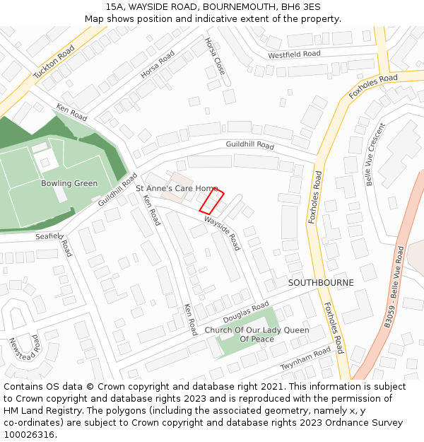 15A, WAYSIDE ROAD, BOURNEMOUTH, BH6 3ES: Location map and indicative extent of plot