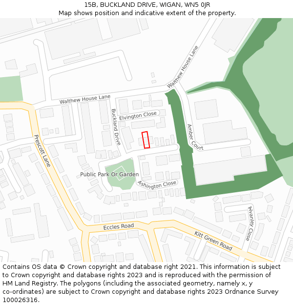15B, BUCKLAND DRIVE, WIGAN, WN5 0JR: Location map and indicative extent of plot
