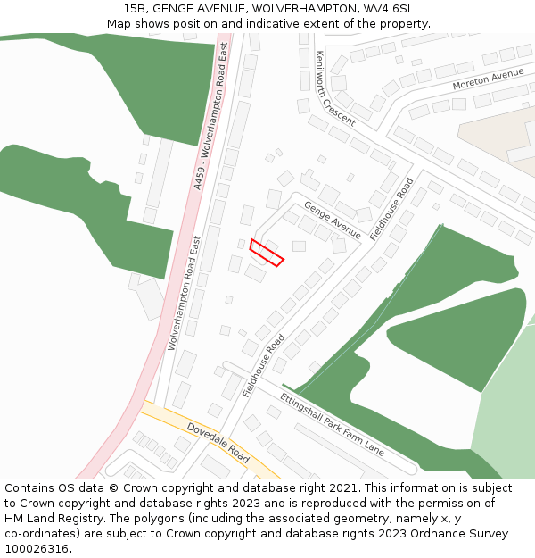15B, GENGE AVENUE, WOLVERHAMPTON, WV4 6SL: Location map and indicative extent of plot