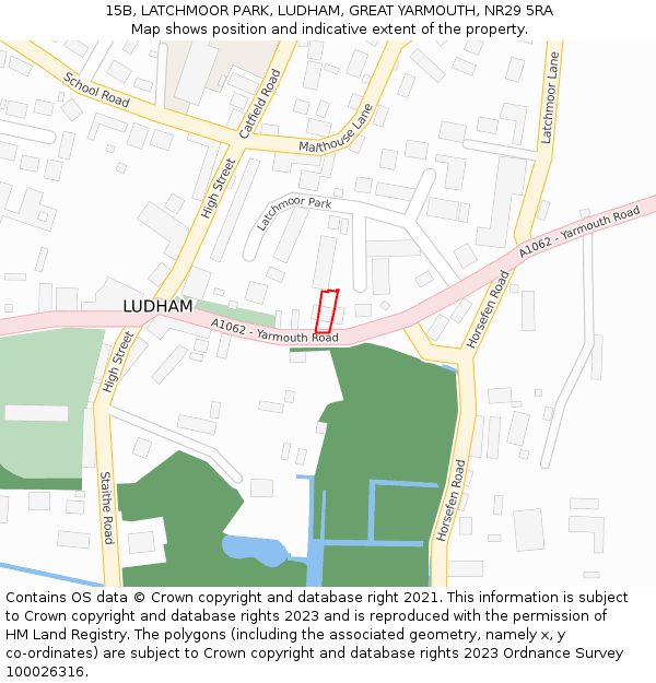 15B, LATCHMOOR PARK, LUDHAM, GREAT YARMOUTH, NR29 5RA: Location map and indicative extent of plot