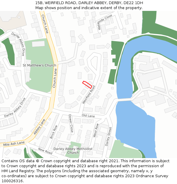 15B, WEIRFIELD ROAD, DARLEY ABBEY, DERBY, DE22 1DH: Location map and indicative extent of plot