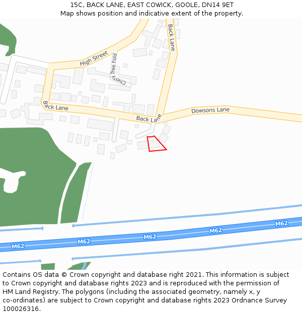 15C, BACK LANE, EAST COWICK, GOOLE, DN14 9ET: Location map and indicative extent of plot