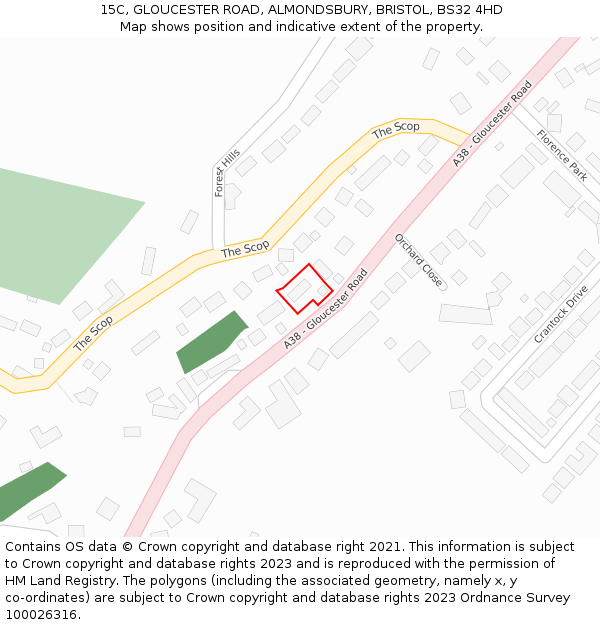 15C, GLOUCESTER ROAD, ALMONDSBURY, BRISTOL, BS32 4HD: Location map and indicative extent of plot