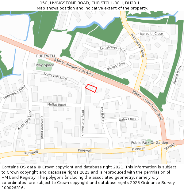 15C, LIVINGSTONE ROAD, CHRISTCHURCH, BH23 1HL: Location map and indicative extent of plot