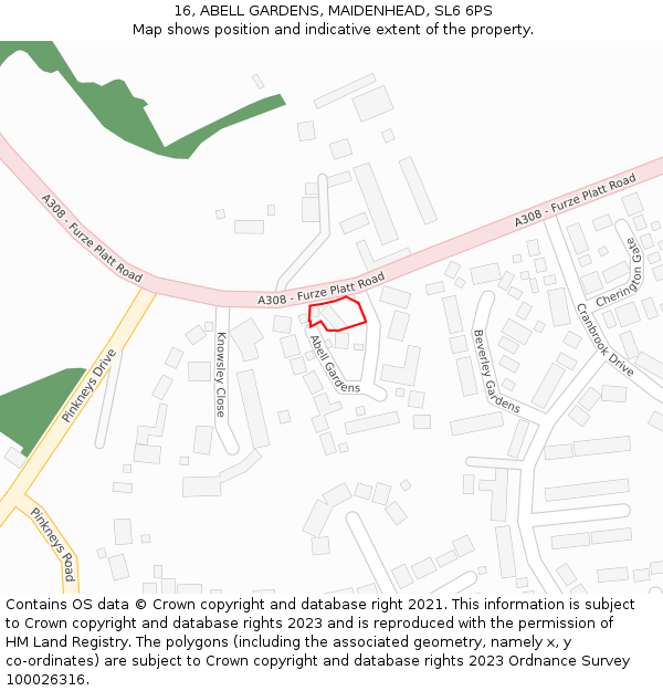16, ABELL GARDENS, MAIDENHEAD, SL6 6PS: Location map and indicative extent of plot