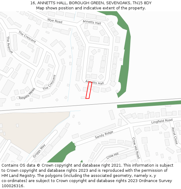 16, ANNETTS HALL, BOROUGH GREEN, SEVENOAKS, TN15 8DY: Location map and indicative extent of plot