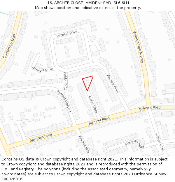 16, ARCHER CLOSE, MAIDENHEAD, SL6 6LH: Location map and indicative extent of plot