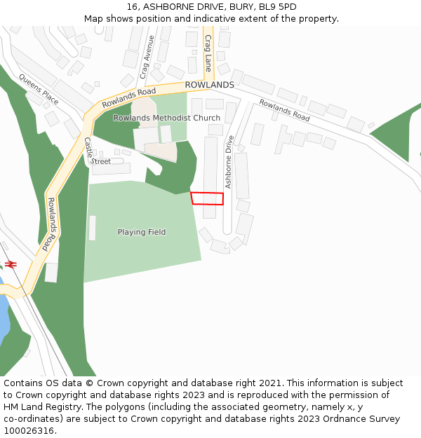 16, ASHBORNE DRIVE, BURY, BL9 5PD: Location map and indicative extent of plot