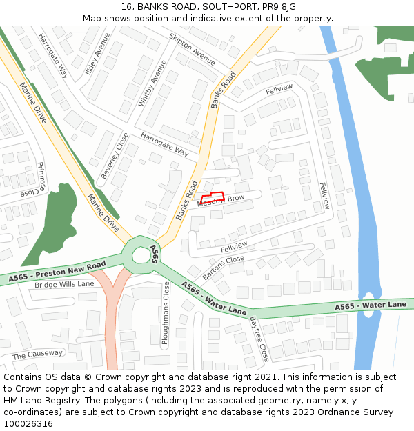 16, BANKS ROAD, SOUTHPORT, PR9 8JG: Location map and indicative extent of plot