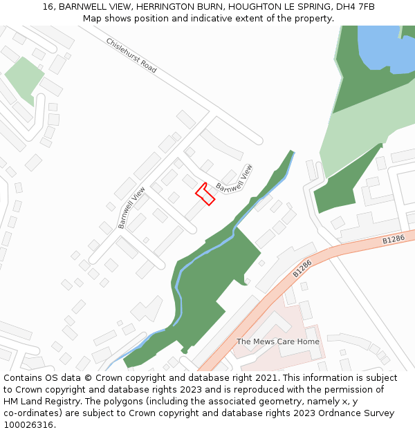16, BARNWELL VIEW, HERRINGTON BURN, HOUGHTON LE SPRING, DH4 7FB: Location map and indicative extent of plot