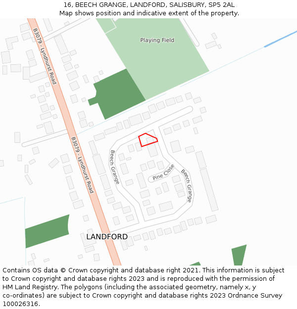 16, BEECH GRANGE, LANDFORD, SALISBURY, SP5 2AL: Location map and indicative extent of plot