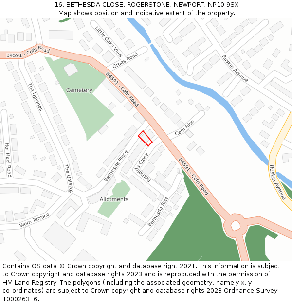 16, BETHESDA CLOSE, ROGERSTONE, NEWPORT, NP10 9SX: Location map and indicative extent of plot