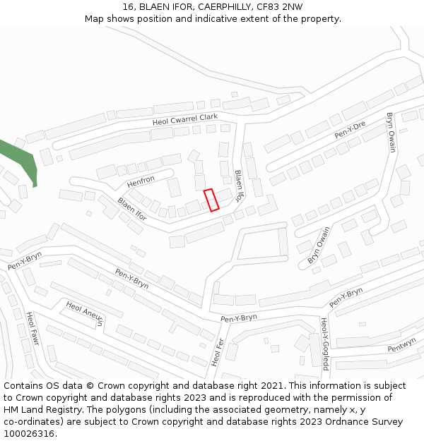 16, BLAEN IFOR, CAERPHILLY, CF83 2NW: Location map and indicative extent of plot