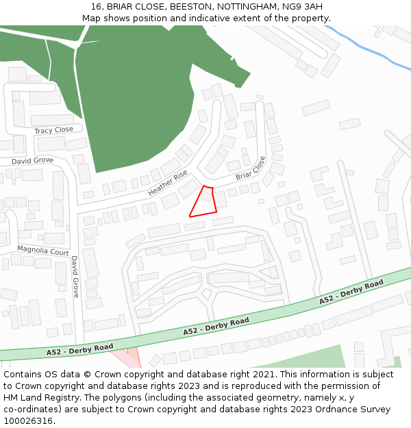 16, BRIAR CLOSE, BEESTON, NOTTINGHAM, NG9 3AH: Location map and indicative extent of plot
