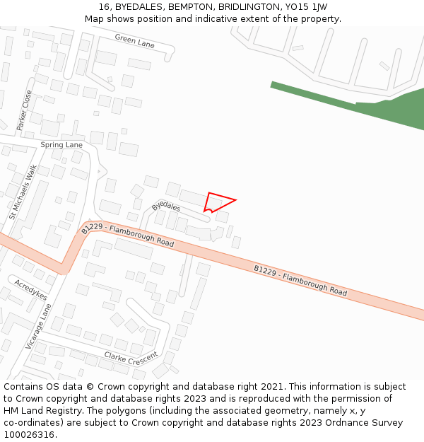 16, BYEDALES, BEMPTON, BRIDLINGTON, YO15 1JW: Location map and indicative extent of plot