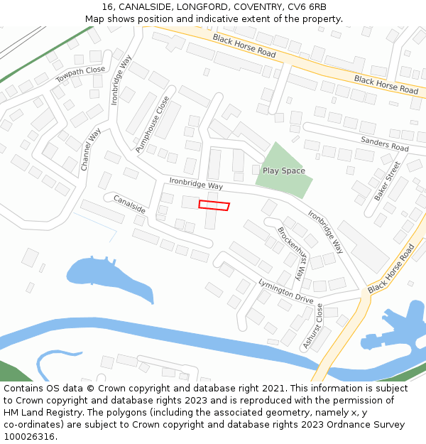 16, CANALSIDE, LONGFORD, COVENTRY, CV6 6RB: Location map and indicative extent of plot