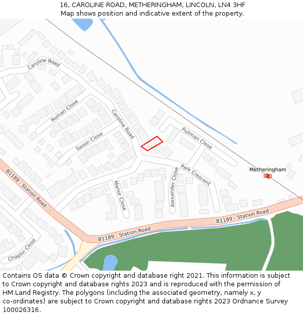 16, CAROLINE ROAD, METHERINGHAM, LINCOLN, LN4 3HF: Location map and indicative extent of plot