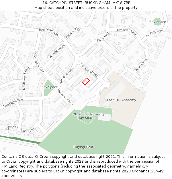 16, CATCHPIN STREET, BUCKINGHAM, MK18 7RR: Location map and indicative extent of plot