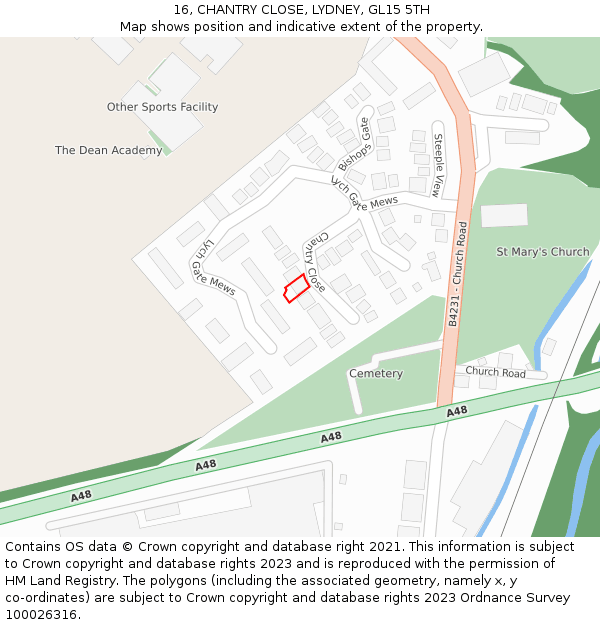 16, CHANTRY CLOSE, LYDNEY, GL15 5TH: Location map and indicative extent of plot