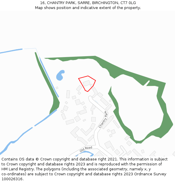 16, CHANTRY PARK, SARRE, BIRCHINGTON, CT7 0LG: Location map and indicative extent of plot
