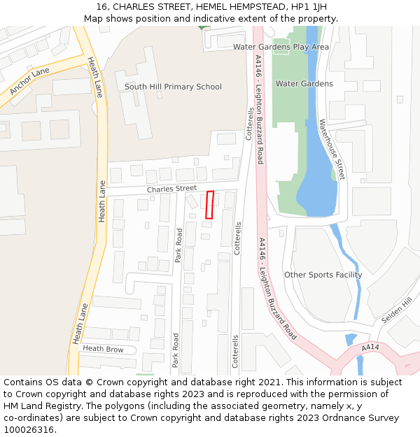 16, CHARLES STREET, HEMEL HEMPSTEAD, HP1 1JH: Location map and indicative extent of plot