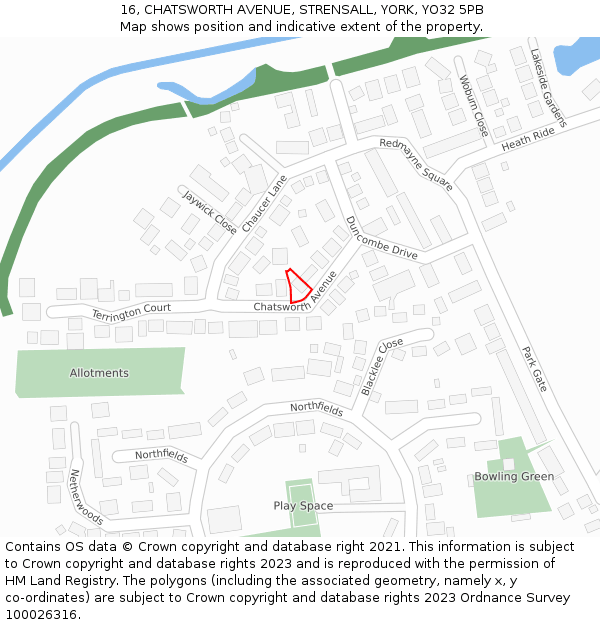 16, CHATSWORTH AVENUE, STRENSALL, YORK, YO32 5PB: Location map and indicative extent of plot