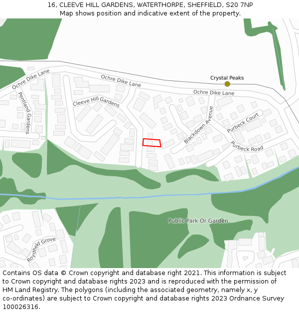 16, CLEEVE HILL GARDENS, WATERTHORPE, SHEFFIELD, S20 7NP: Location map and indicative extent of plot