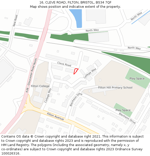 16, CLEVE ROAD, FILTON, BRISTOL, BS34 7QF: Location map and indicative extent of plot