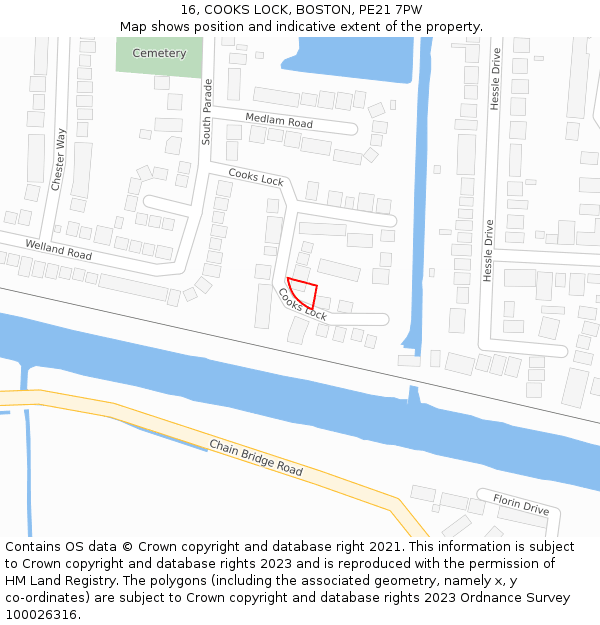 16, COOKS LOCK, BOSTON, PE21 7PW: Location map and indicative extent of plot