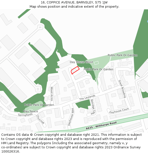 16, COPPICE AVENUE, BARNSLEY, S75 1JW: Location map and indicative extent of plot
