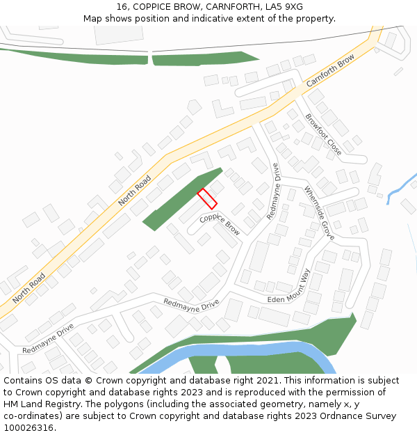 16, COPPICE BROW, CARNFORTH, LA5 9XG: Location map and indicative extent of plot