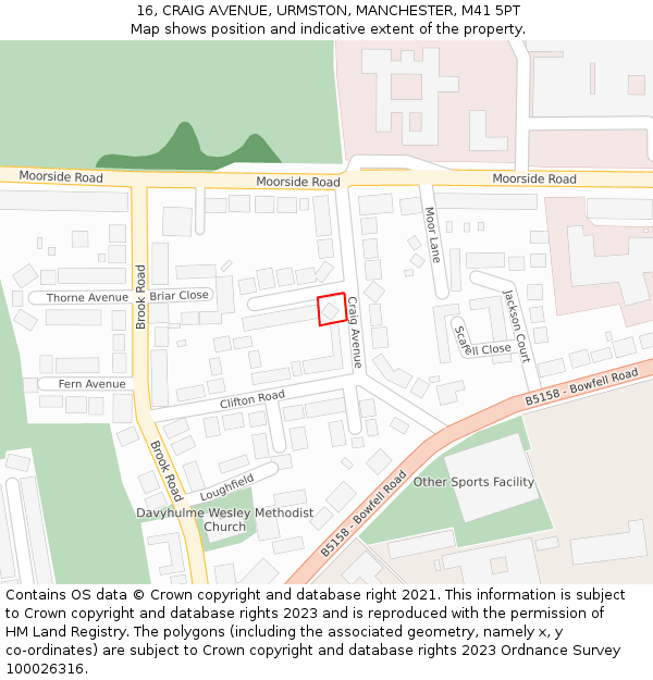 16, CRAIG AVENUE, URMSTON, MANCHESTER, M41 5PT: Location map and indicative extent of plot