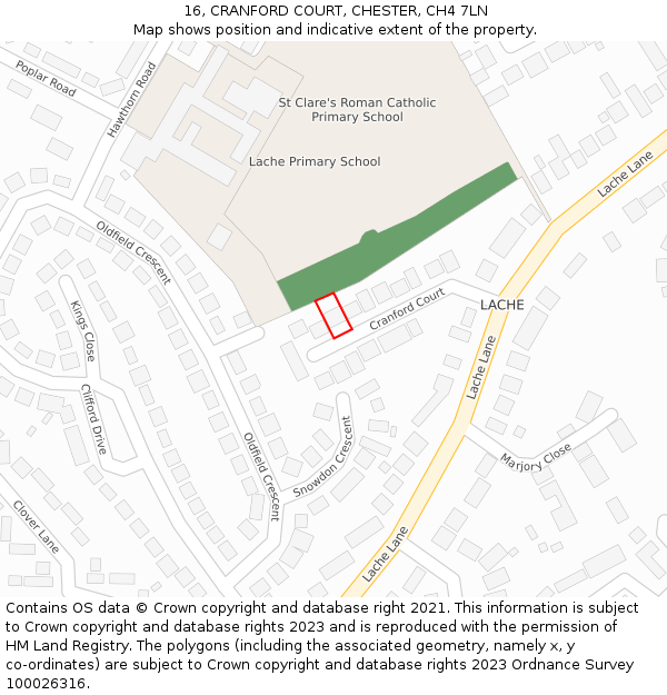 16, CRANFORD COURT, CHESTER, CH4 7LN: Location map and indicative extent of plot