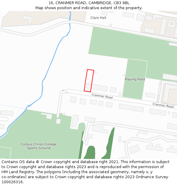 16, CRANMER ROAD, CAMBRIDGE, CB3 9BL: Location map and indicative extent of plot