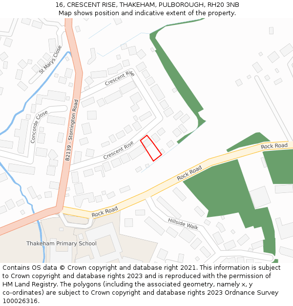 16, CRESCENT RISE, THAKEHAM, PULBOROUGH, RH20 3NB: Location map and indicative extent of plot