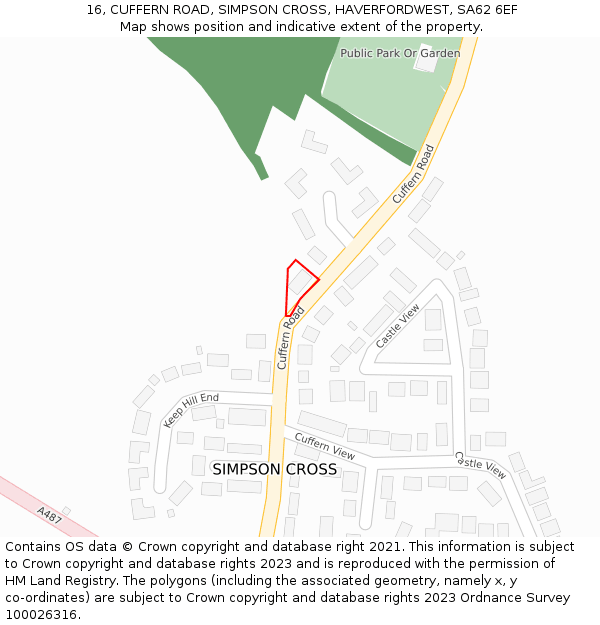 16, CUFFERN ROAD, SIMPSON CROSS, HAVERFORDWEST, SA62 6EF: Location map and indicative extent of plot