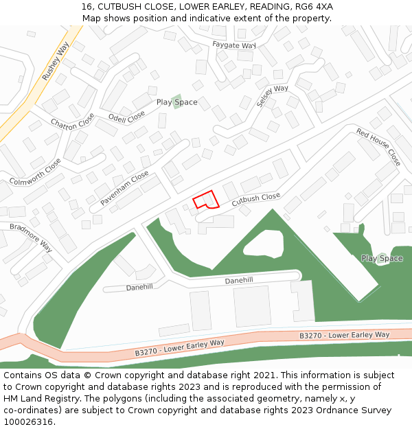 16, CUTBUSH CLOSE, LOWER EARLEY, READING, RG6 4XA: Location map and indicative extent of plot