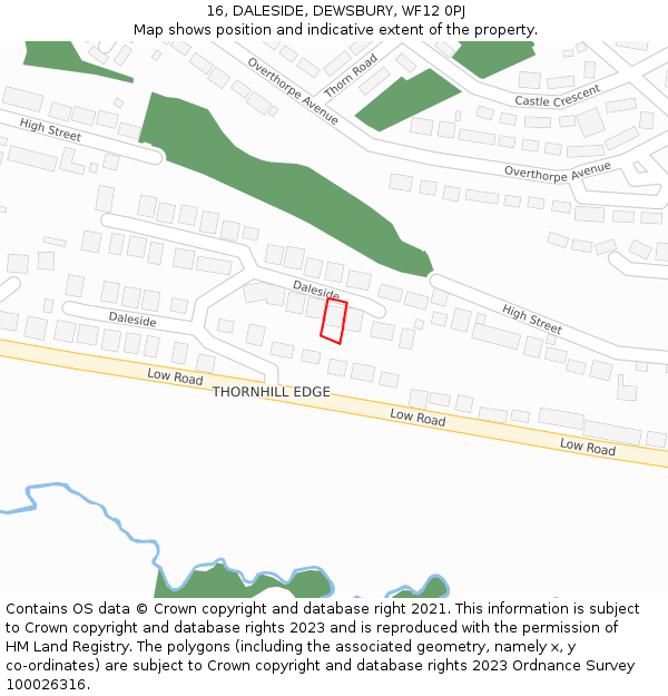 16, DALESIDE, DEWSBURY, WF12 0PJ: Location map and indicative extent of plot