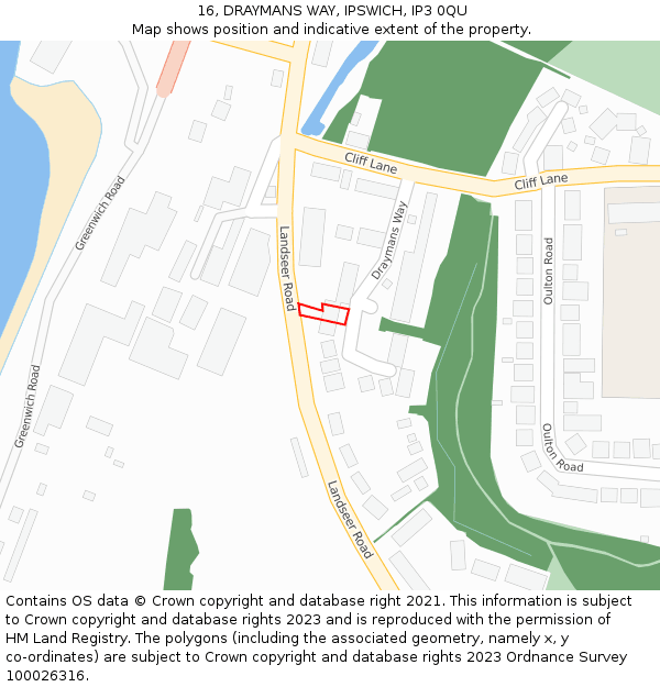 16, DRAYMANS WAY, IPSWICH, IP3 0QU: Location map and indicative extent of plot