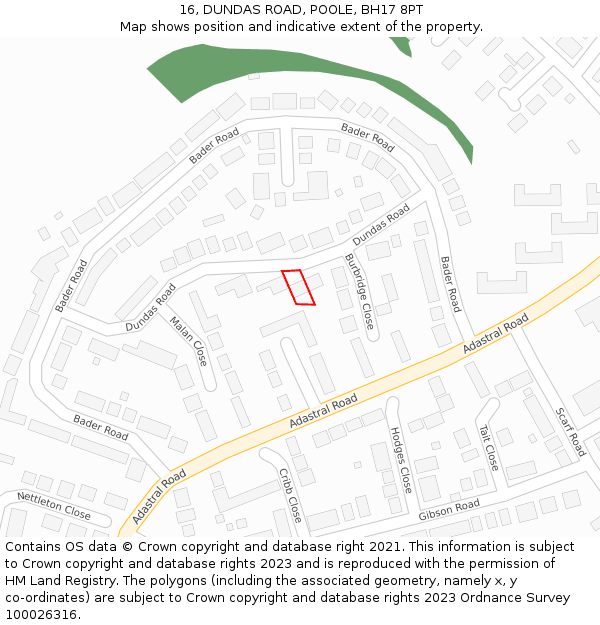 16, DUNDAS ROAD, POOLE, BH17 8PT: Location map and indicative extent of plot
