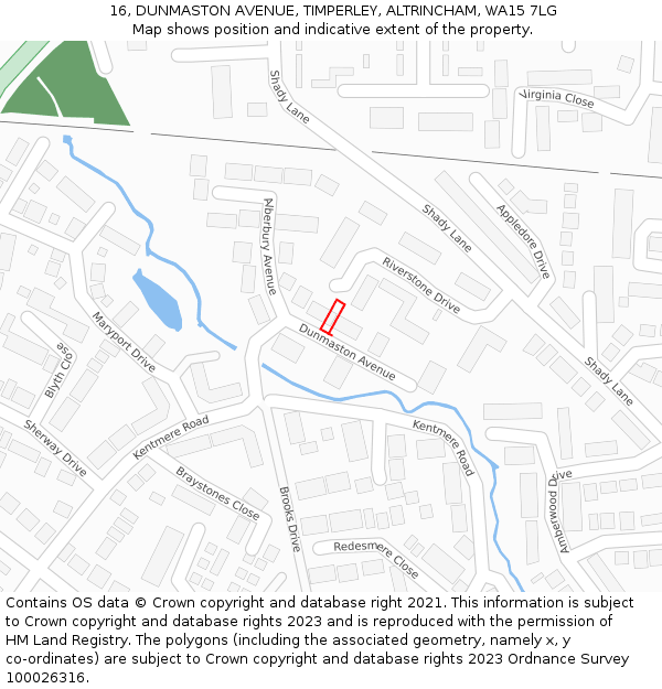 16, DUNMASTON AVENUE, TIMPERLEY, ALTRINCHAM, WA15 7LG: Location map and indicative extent of plot