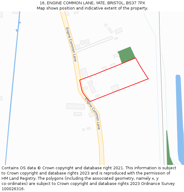 16, ENGINE COMMON LANE, YATE, BRISTOL, BS37 7PX: Location map and indicative extent of plot