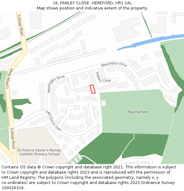 16, FAWLEY CLOSE, HEREFORD, HR1 1AL: Location map and indicative extent of plot