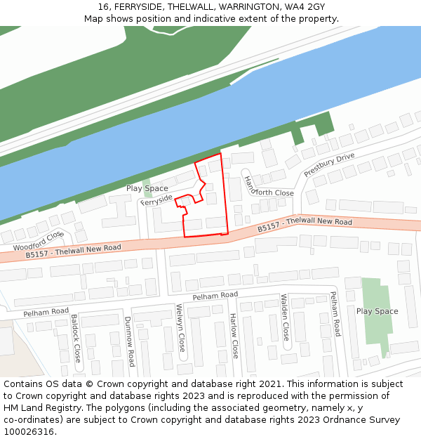 16, FERRYSIDE, THELWALL, WARRINGTON, WA4 2GY: Location map and indicative extent of plot