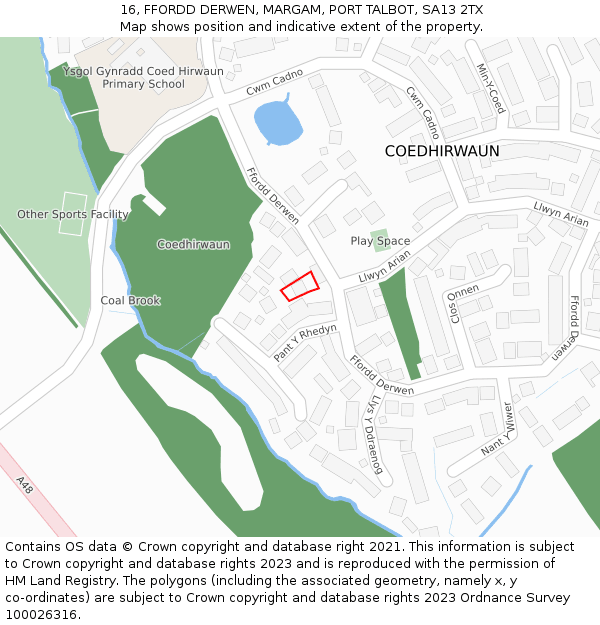 16, FFORDD DERWEN, MARGAM, PORT TALBOT, SA13 2TX: Location map and indicative extent of plot
