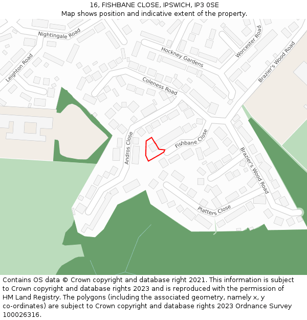 16, FISHBANE CLOSE, IPSWICH, IP3 0SE: Location map and indicative extent of plot
