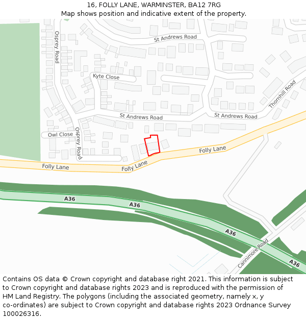 16, FOLLY LANE, WARMINSTER, BA12 7RG: Location map and indicative extent of plot